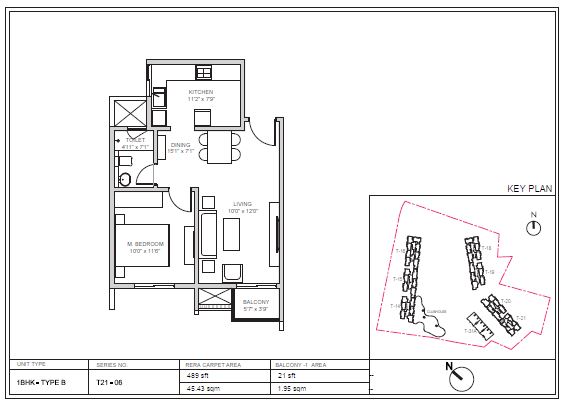 1 BHK 489 Sq Ft Floor Plan of Birla Trimaya
