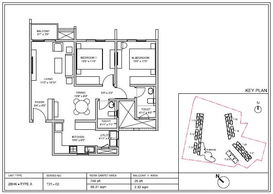 Birla Trimaya 2 BHK Floor Plan