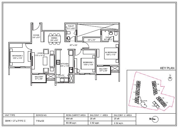 Birla Trimaya 3 BHK Floor Plan