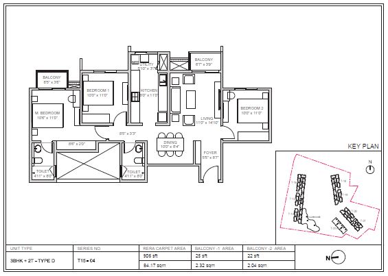 3 BHK Floor Plan Birla Trimaya Price Table