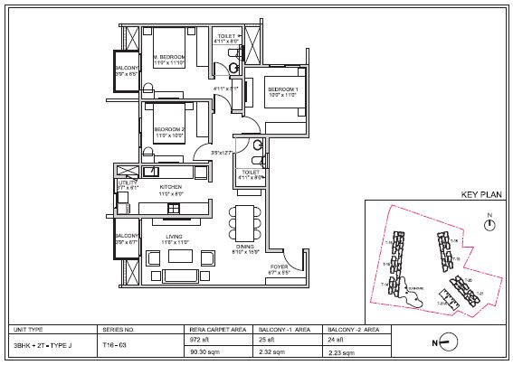 3 BHK Floor Plan Birla Trimaya Price Table