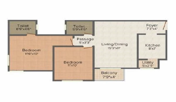 Birla Trimaya 2 BHK Floor Plan